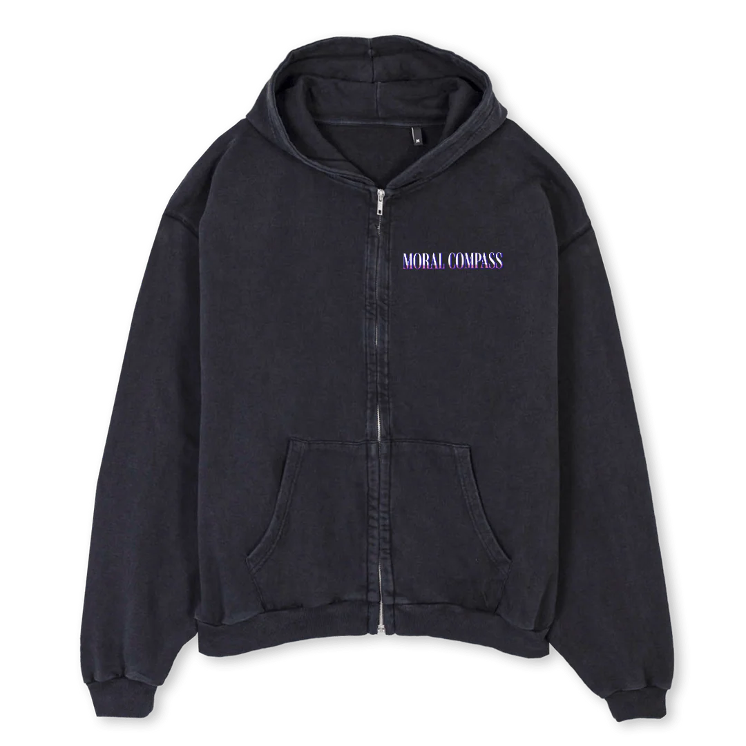 MCVINTAGEWINE Vintage Black Oversized Zipped Hoodie.