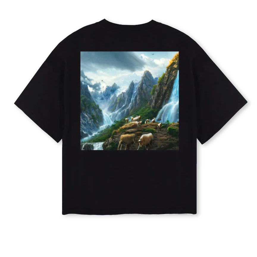 TSGOAT_B Black Oversized Boxy Tee - Image 2