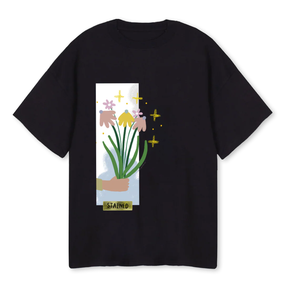 MENAGE BLACK TSHIRT Black Oversized Tee.
