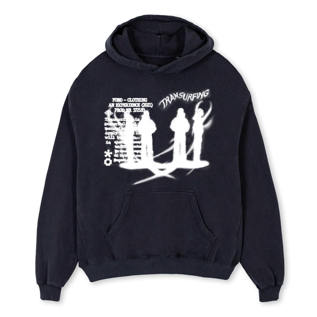 MENSCH PULLOVER Vintage Black Oversized Hoodie.