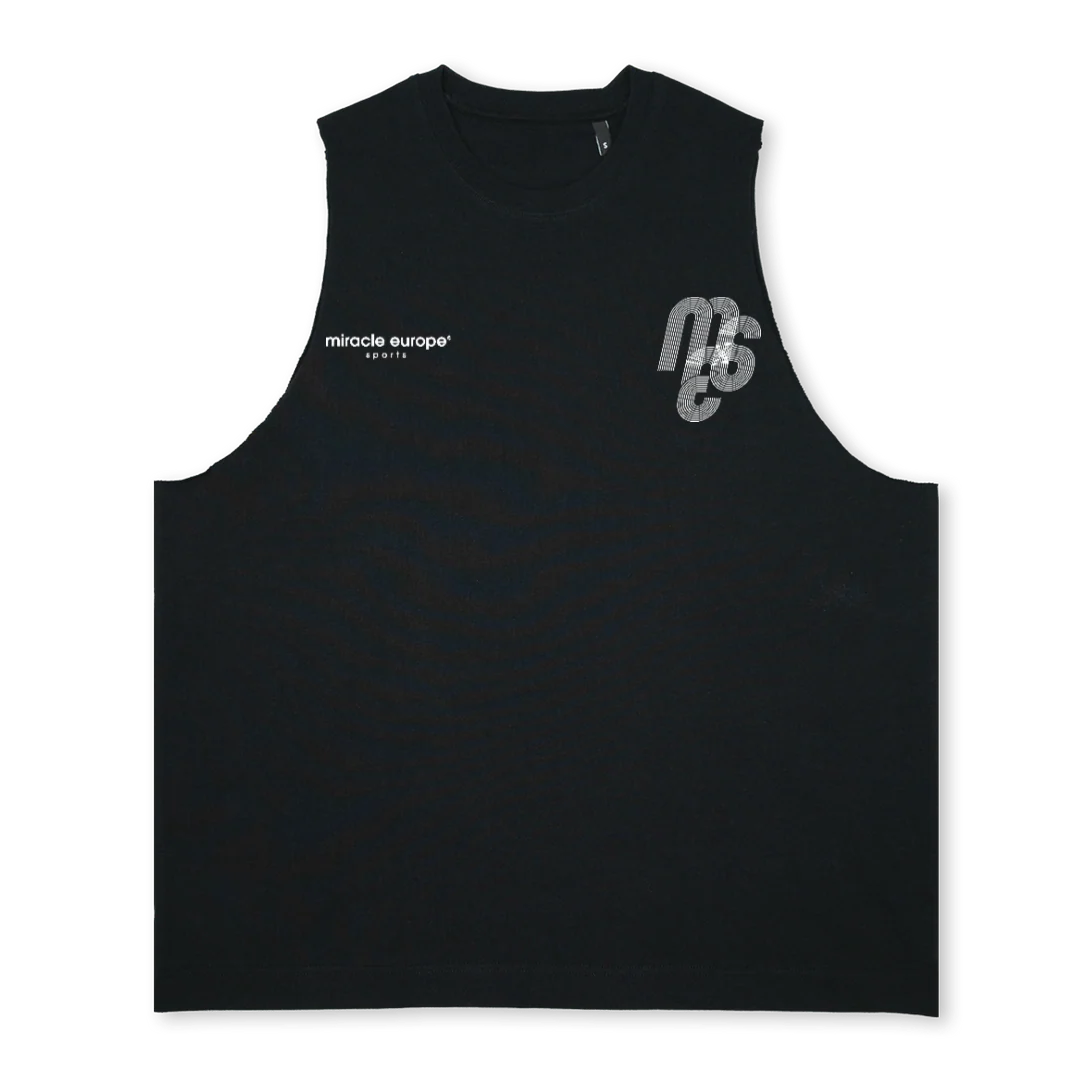 MES TANK Deep Black Oversized Vest.