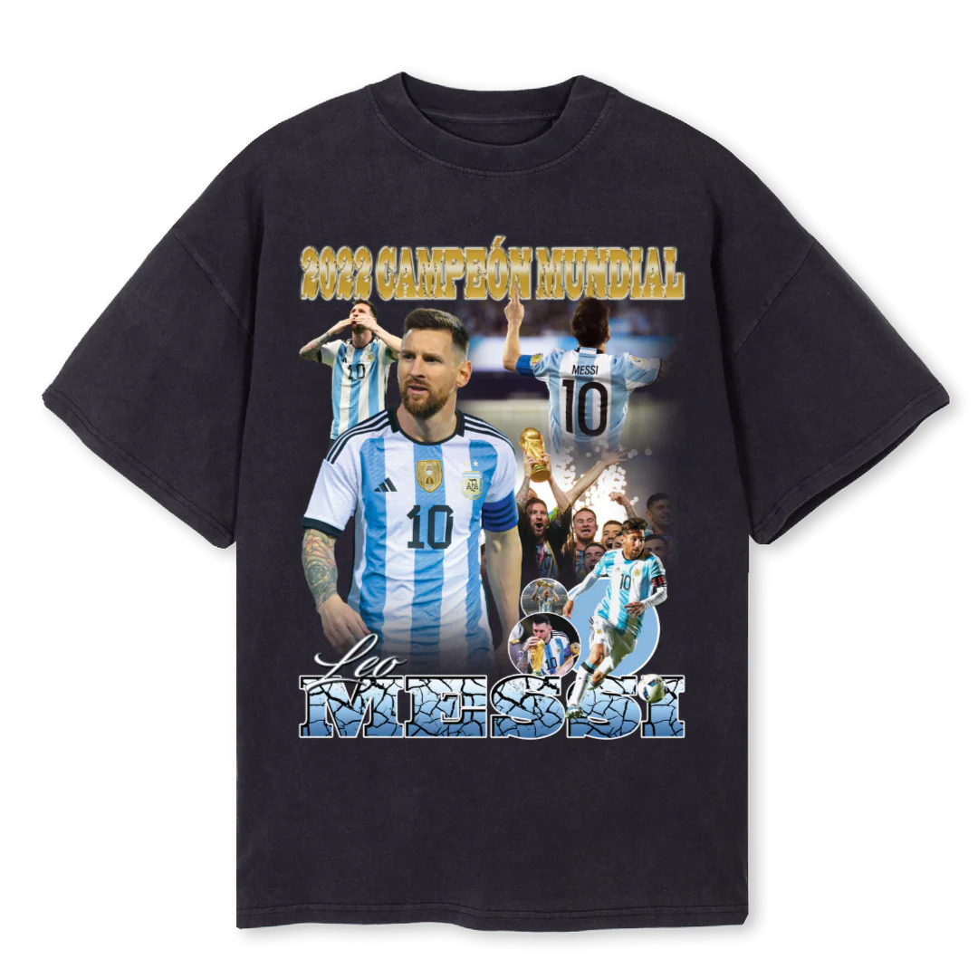 MESSI Vintage Black Oversized Tee.