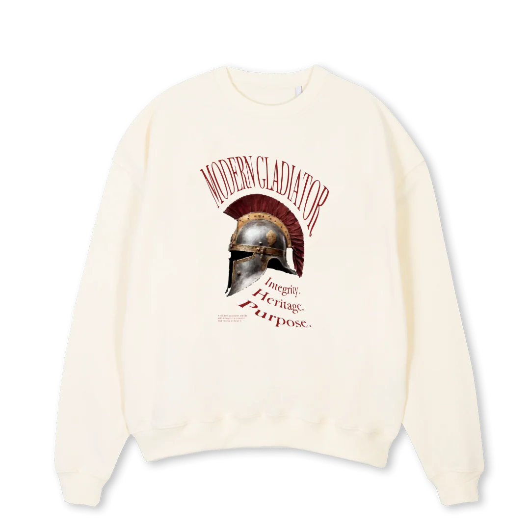MG SWEATSHIRT Cream Oversized Crewneck Sweater.