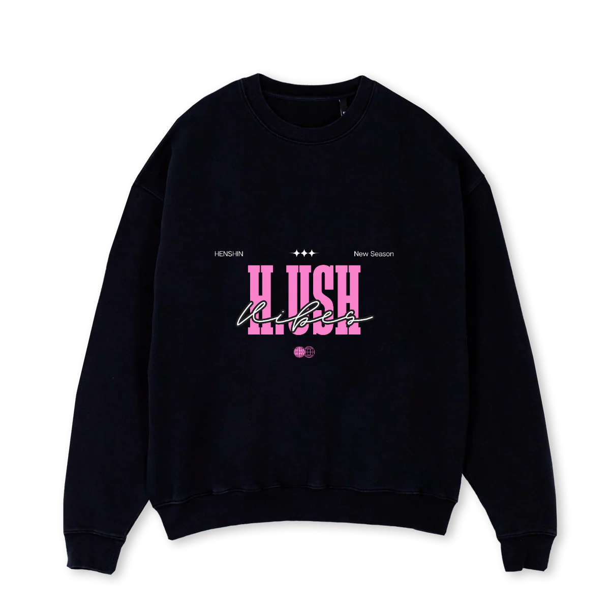 MIAM VICE_B Black Oversized Crewneck Sweater.