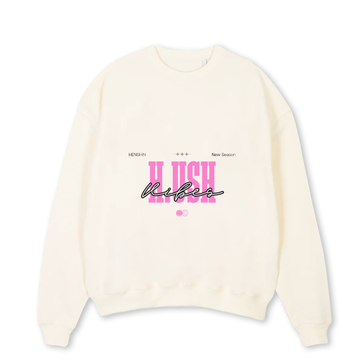 MIAM VICE_C Cream Oversized Crewneck Sweater.