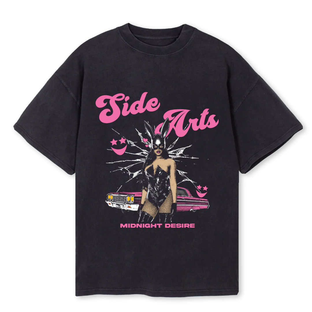 MIDNIGHT DESIRE TEE Vintage Black Oversized Tee.