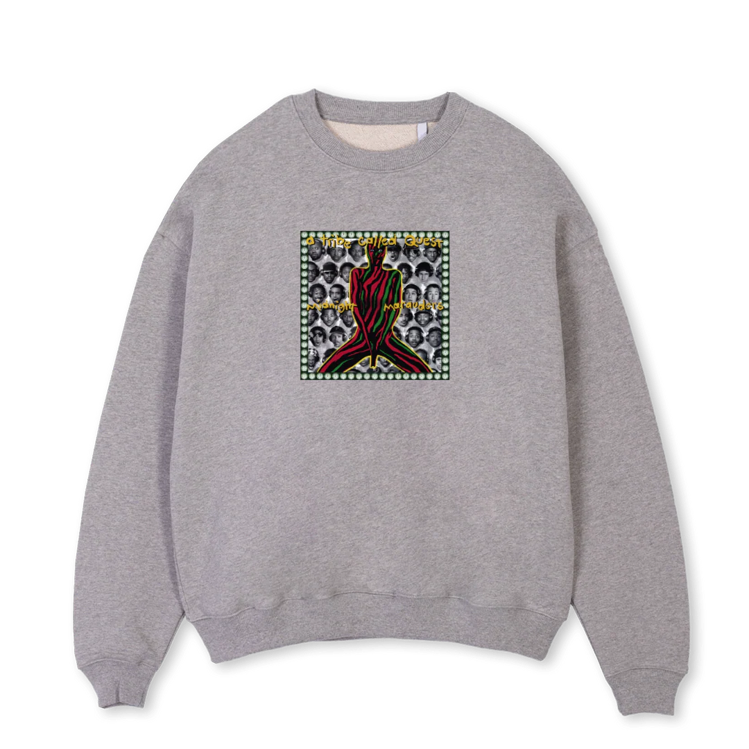 MIDNIGHTMARAUDERS Grey Marl Oversized Crewneck Sweater.