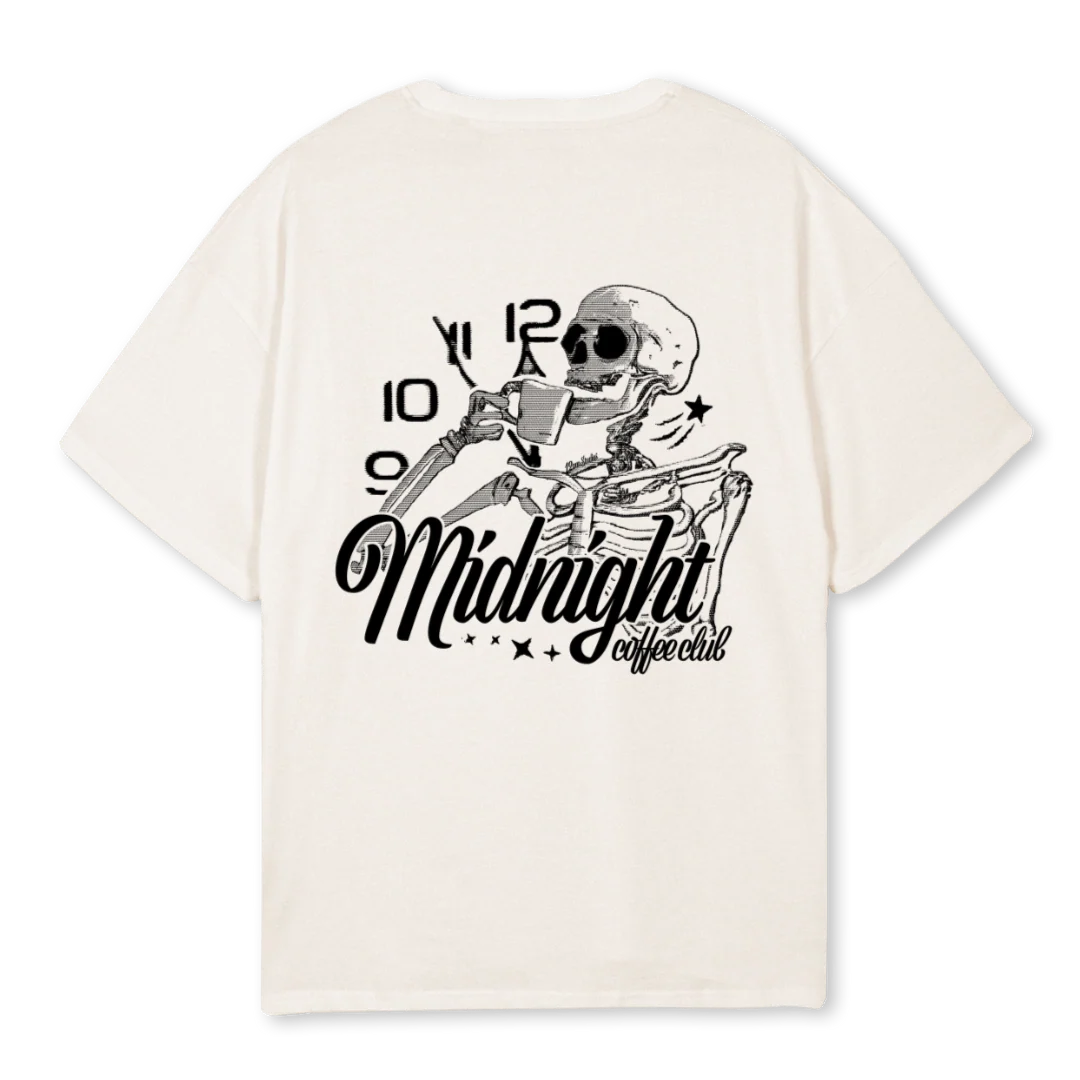 MIDNIGHTSKELETONTEE Vintage White Oversized Tee. - Image 2