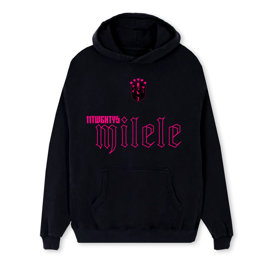 MILELETWO Black Regular Hoodie.