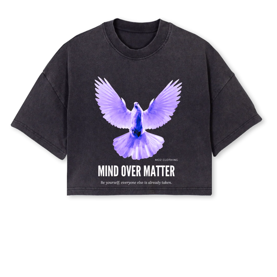 MIND  Vintage Black Cropped Oversized Tee.