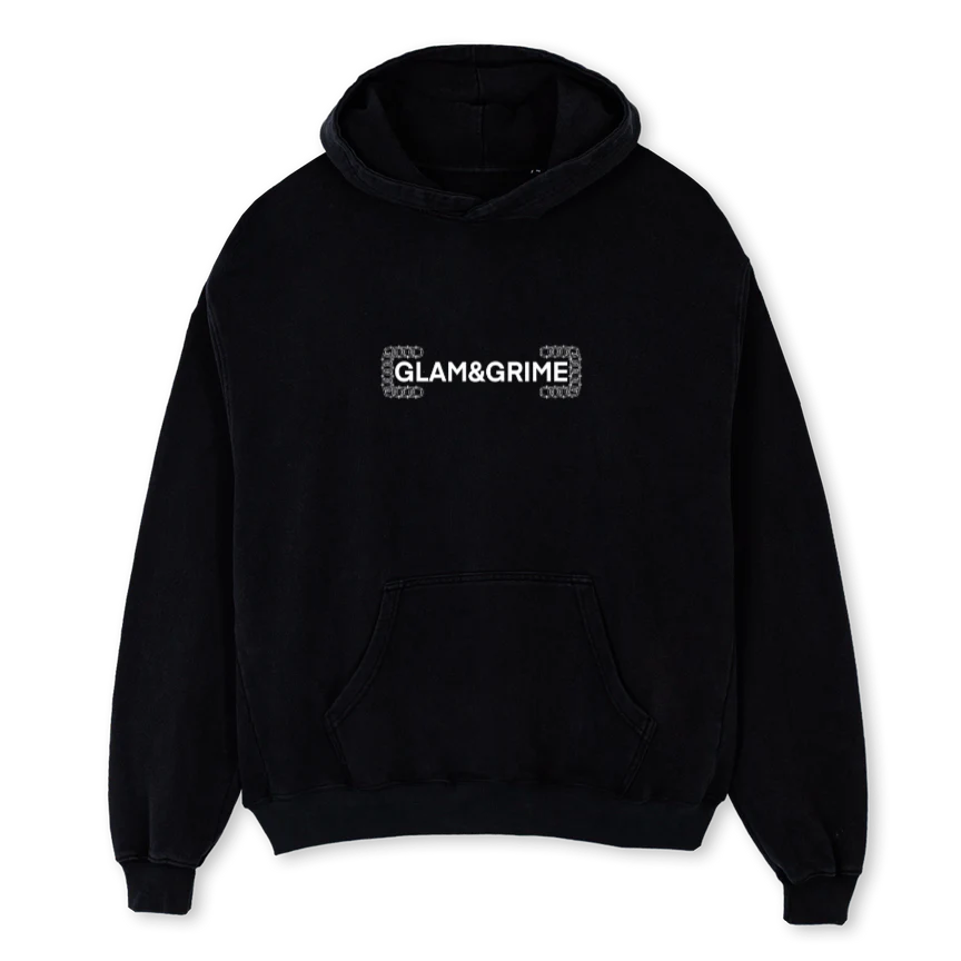 MINIMAL GLMGRM Black Oversized Hoodie.