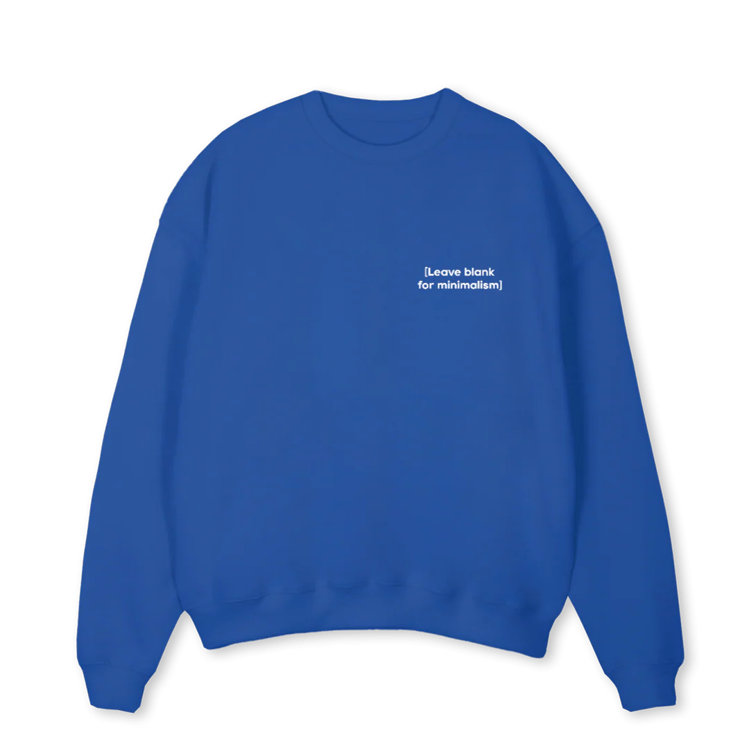 MINIMALISM Cobalt Blue Oversized Crewneck Sweater.