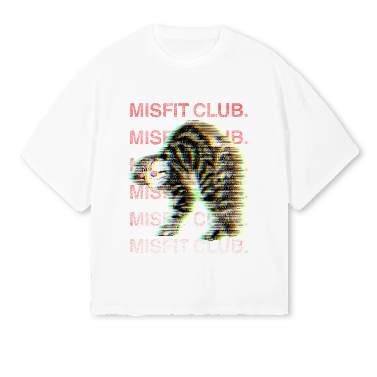 MISFITCAT White Oversized Boxy Tee.