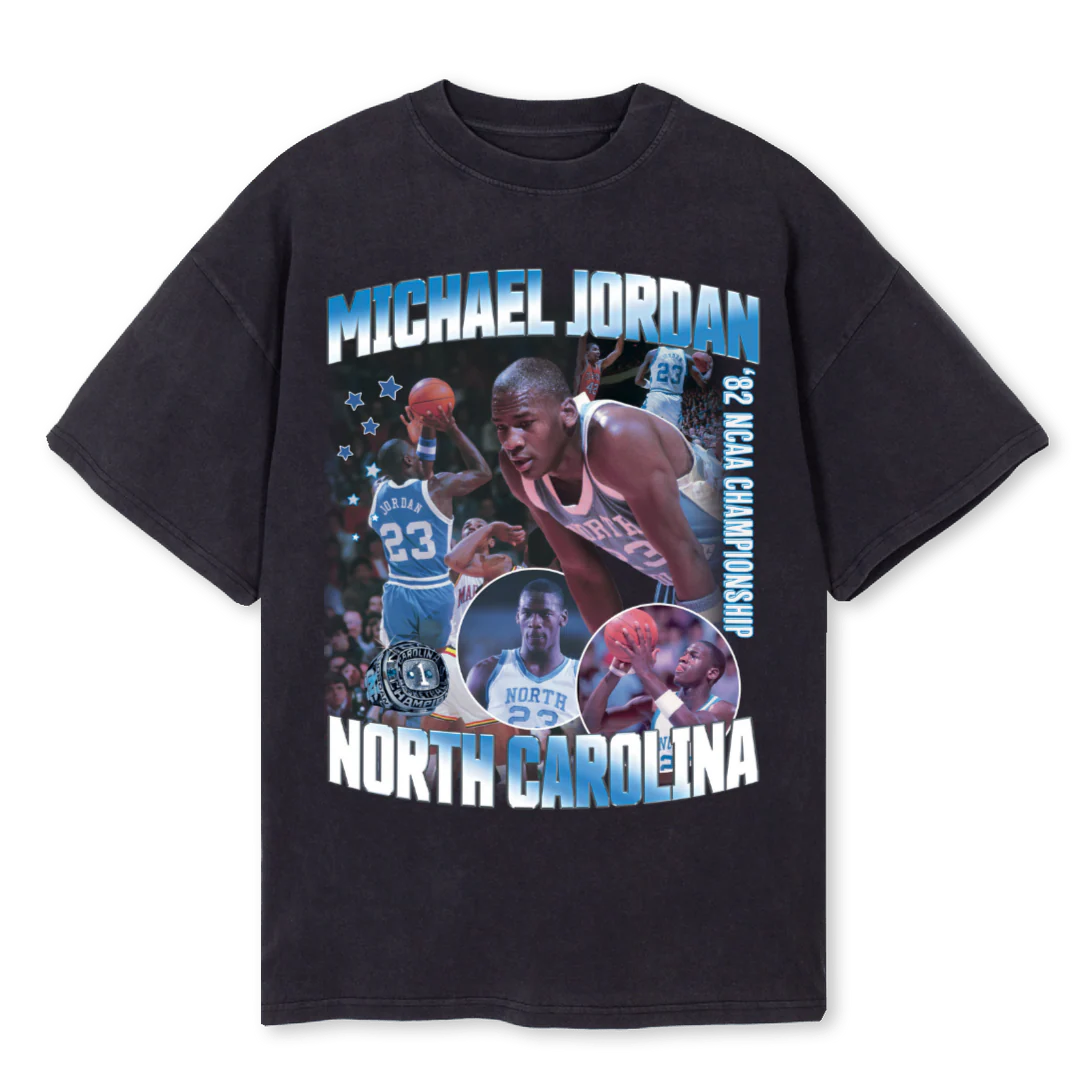 MJ NC Vintage Black Oversized Tee.