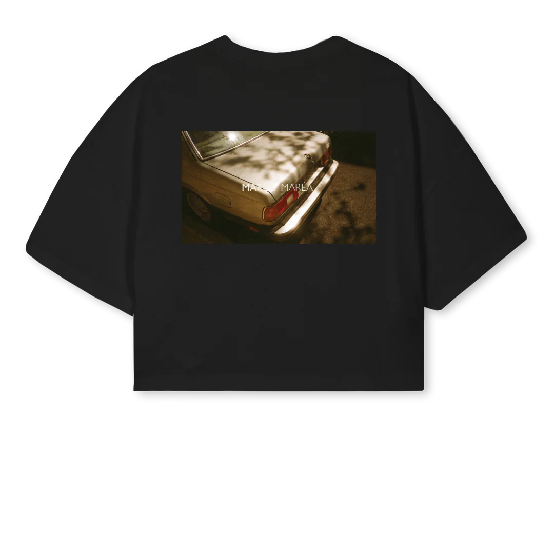MMBMWBACK Black Cropped Oversized Tee.