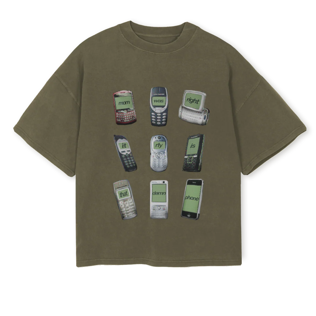 MOMWASRIGHTTEE Vintage Olive Oversized Boxy Tee.