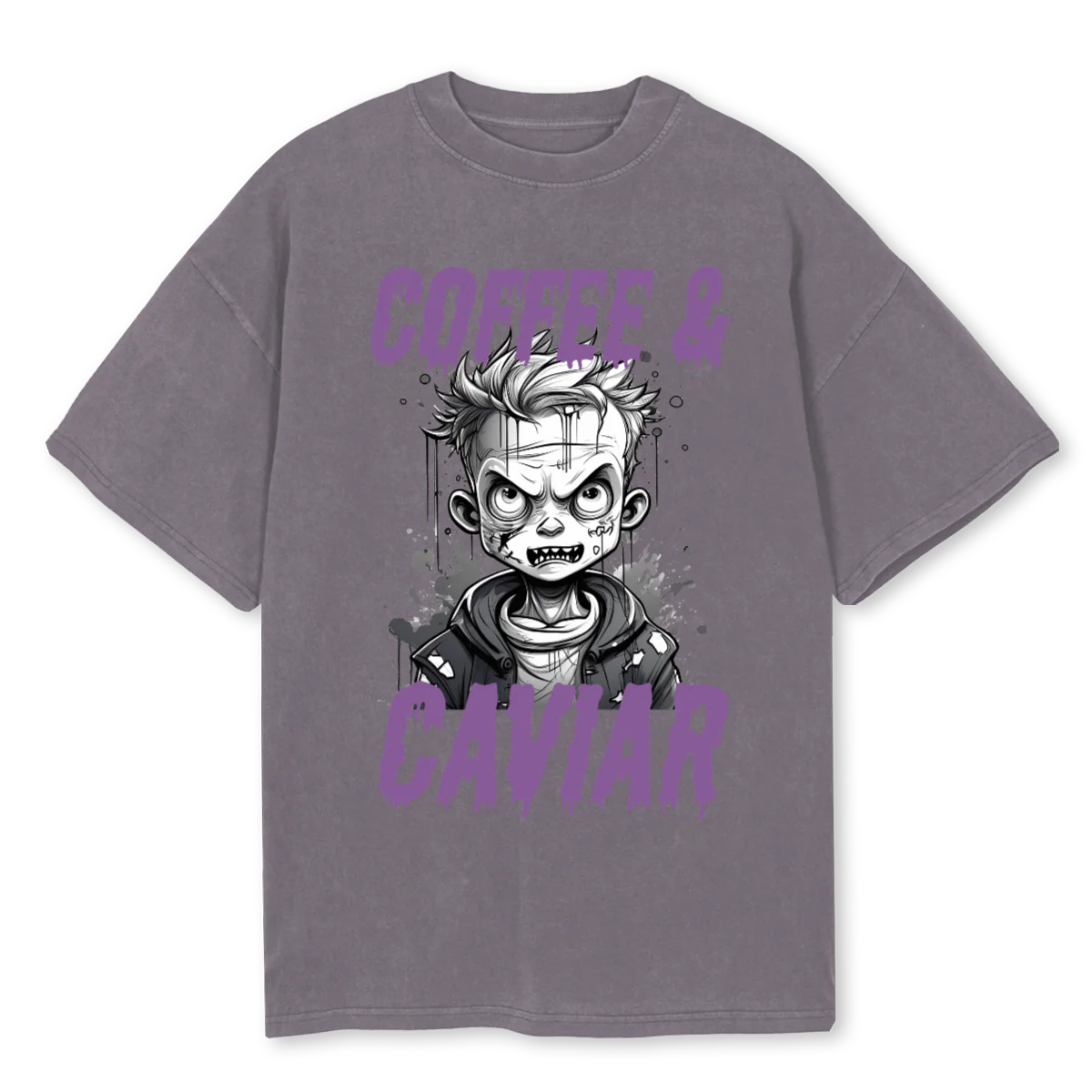 MONSTERLARGEFRONTTWO Pigment Grey Oversized Tee.