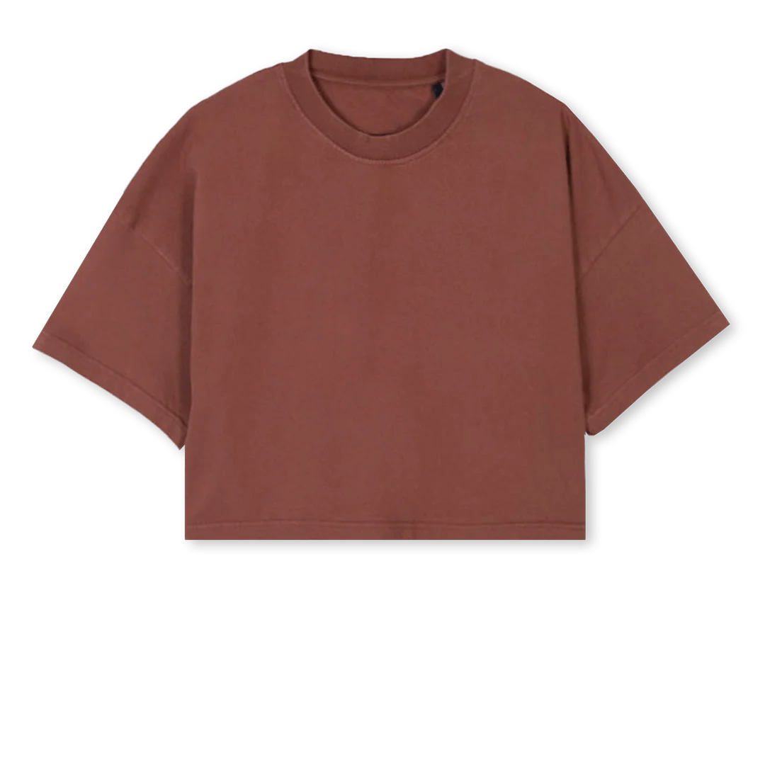 MOONBIRD Vintage Brown Cropped Oversized Tee.