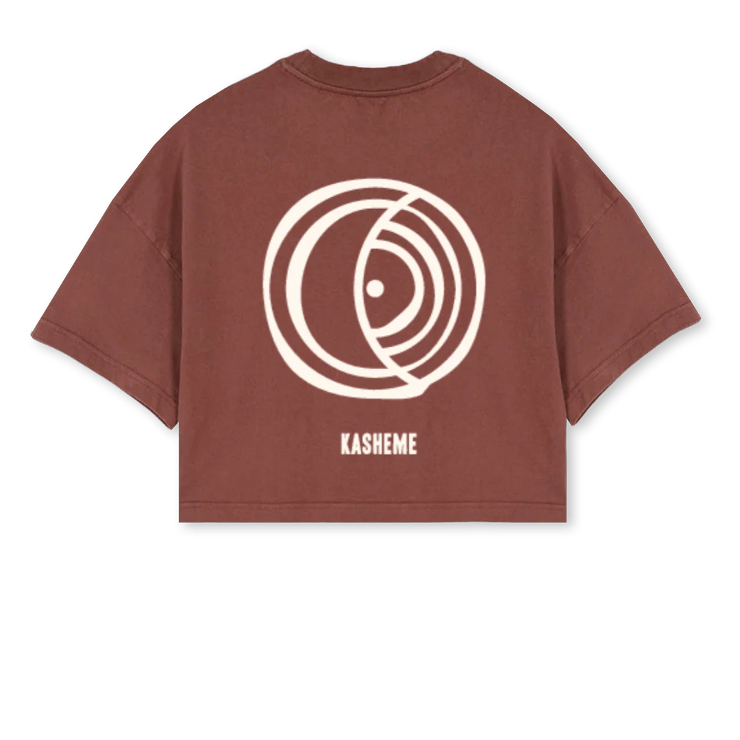 MOONBIRD Vintage Brown Cropped Oversized Tee. - Image 2