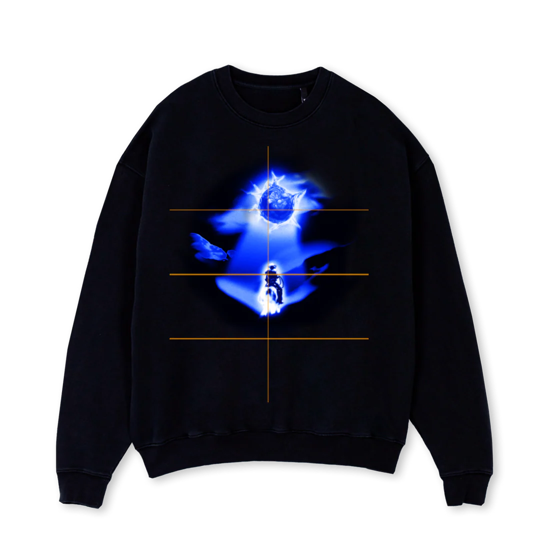 MOONWESTERNS Black Oversized Crewneck Sweater.
