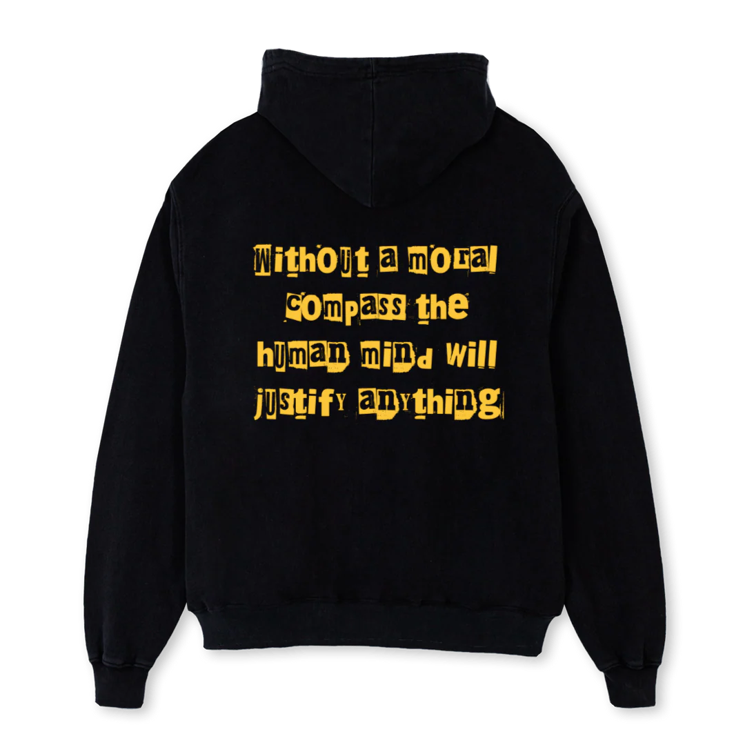 MORAL COMPASS B Black Oversized Hoodie. - Image 2