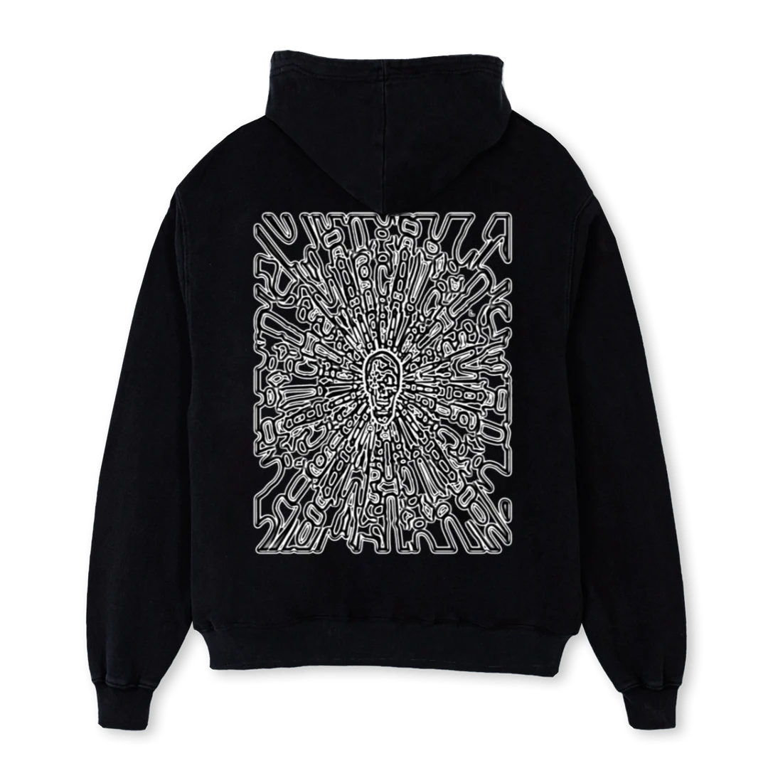 MOSAICCCCC Black Oversized Zipped Hoodie. - Image 2