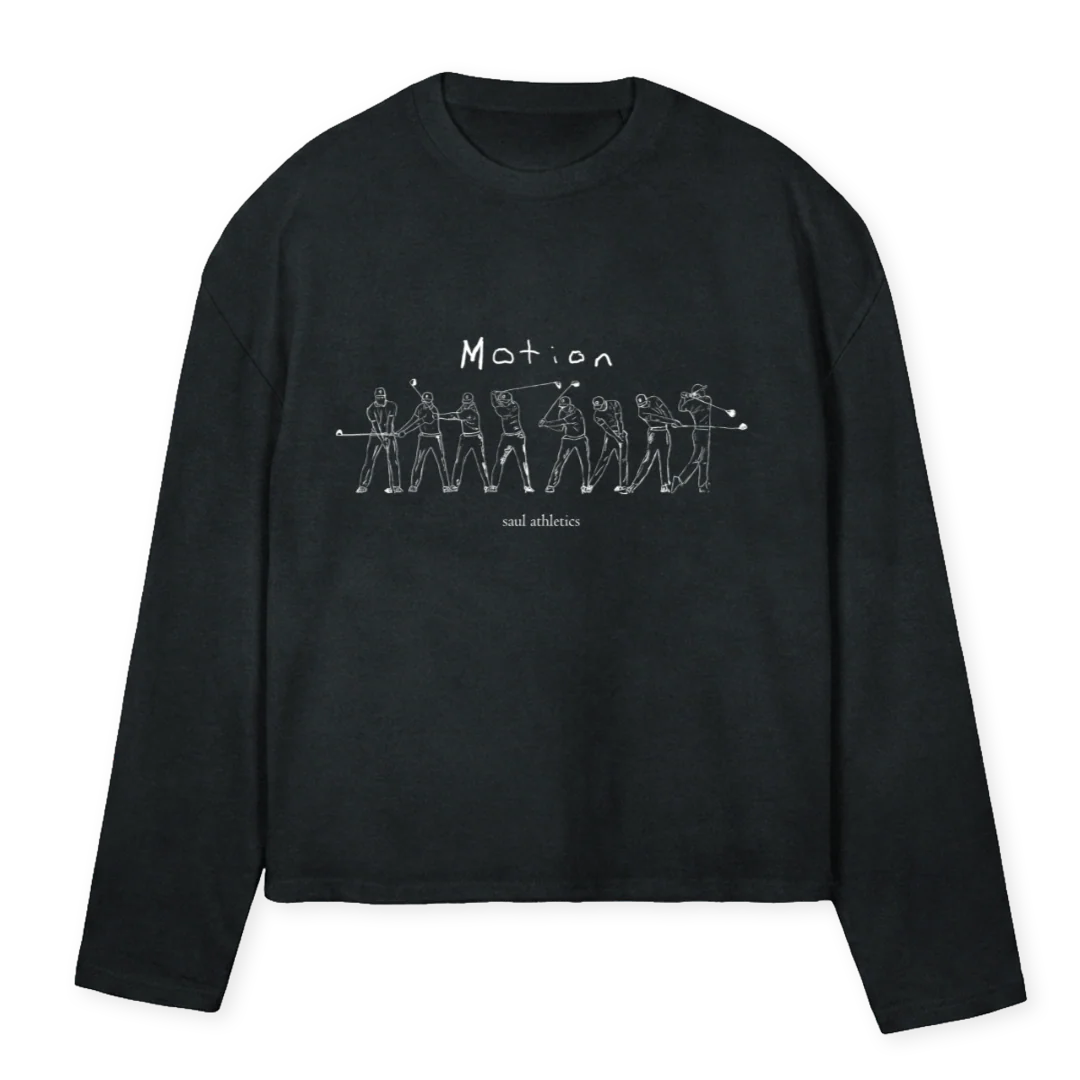 MOTIONNN Vintage Black Oversized Boxy LS Tee.