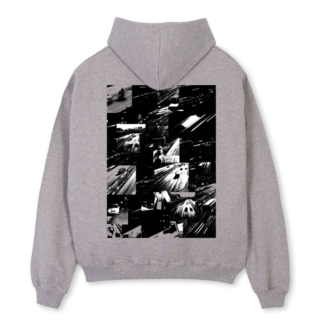 MOTORWAYPROJECT Grey Marl Oversized Zipped Hoodie. - Image 2