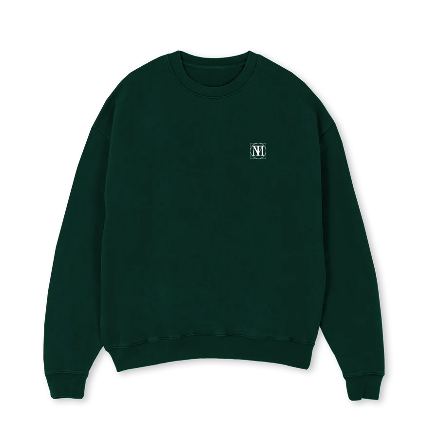 MOTTHREE Wild Green Oversized Crewneck Sweater.