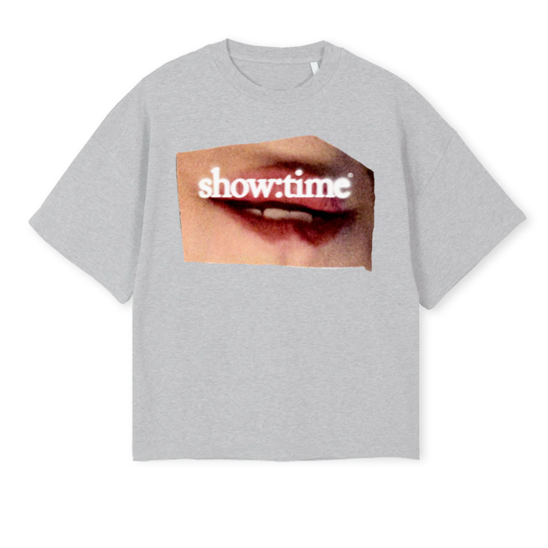 MOUTH Light Grey Marl Oversized Boxy Tee.