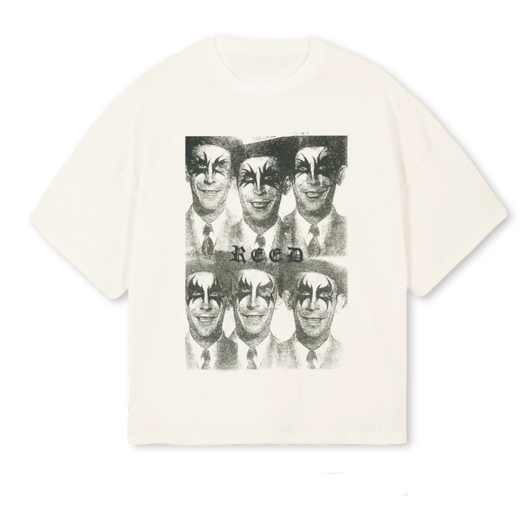 MR FACE Vintage White Oversized Boxy Tee.