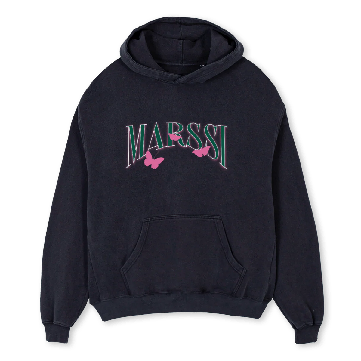 MSBUTTERFLYHOODIE Vintage Black Oversized Hoodie.