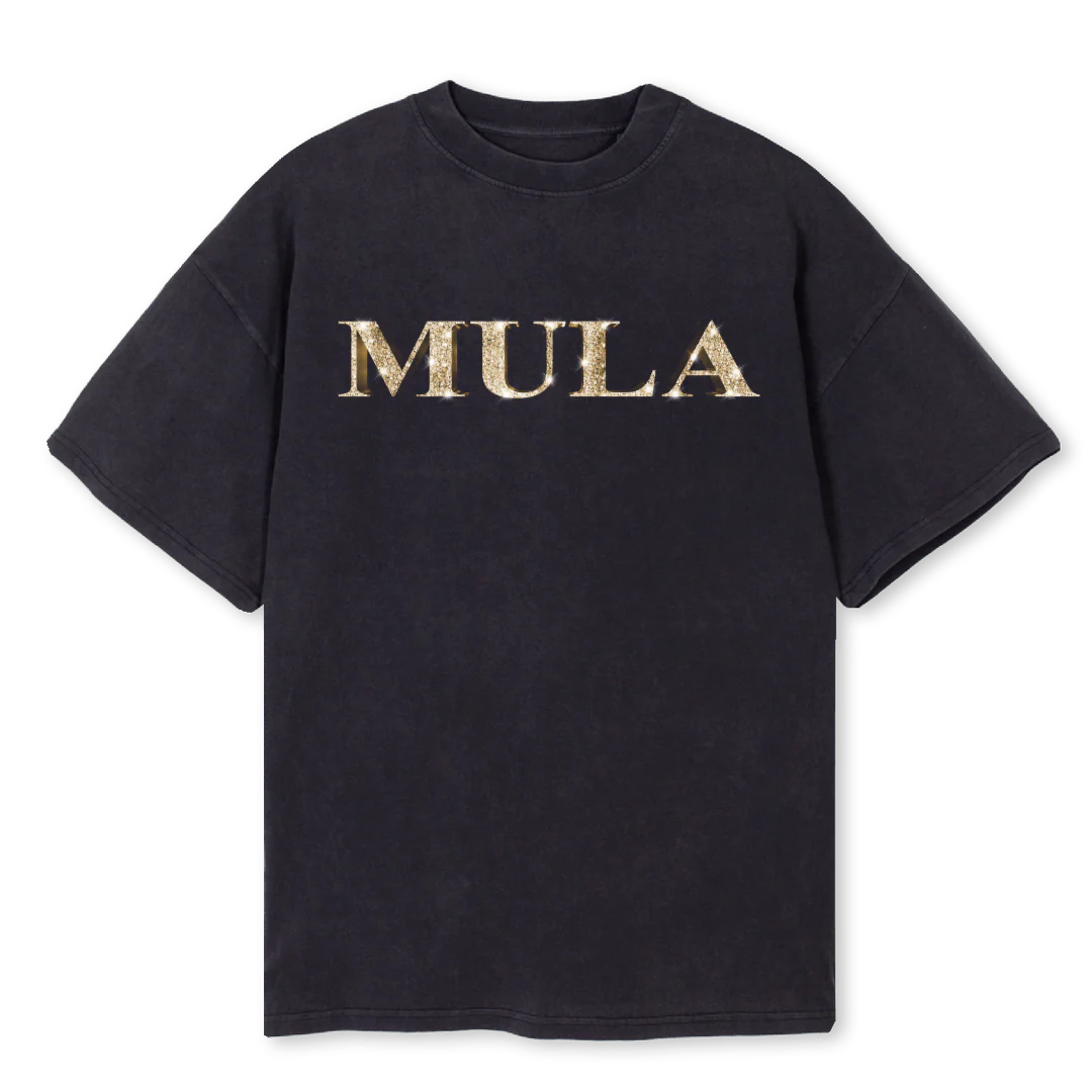 MULA GOLD Vintage Black Oversized Tee.