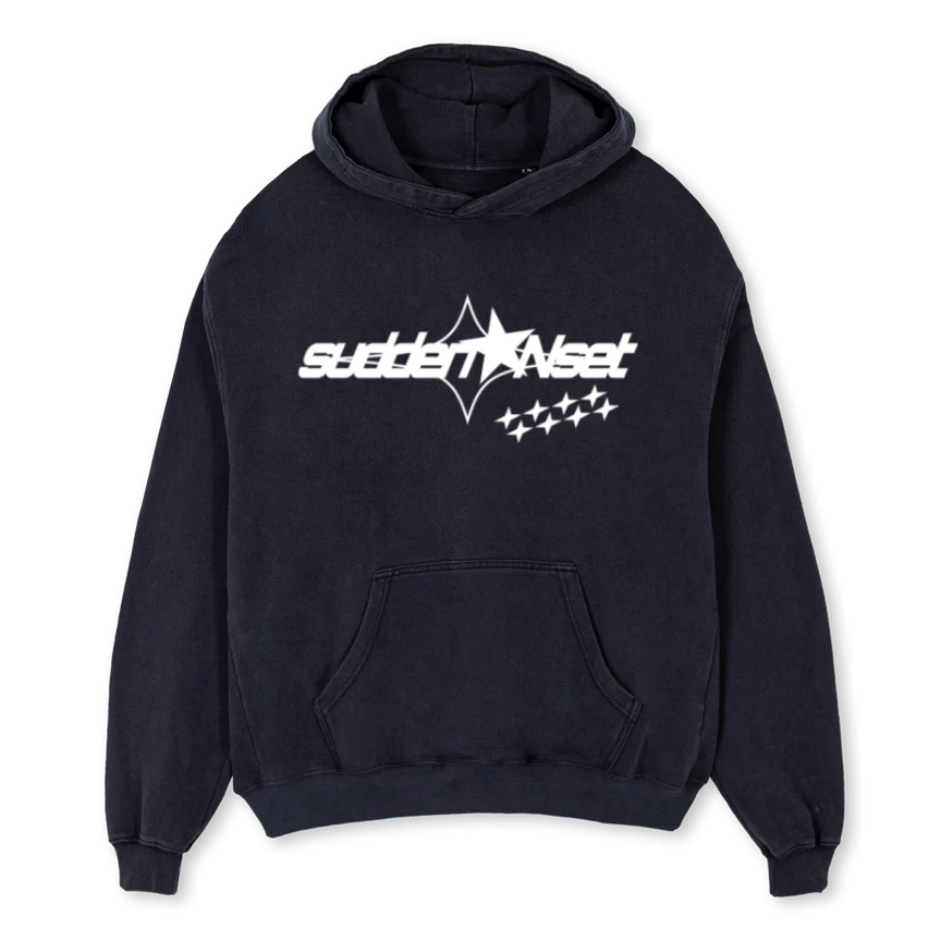 MULTISTARS Vintage Black Oversized Hoodie.