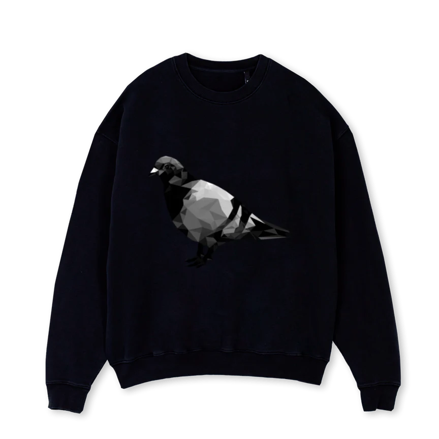 MURDERPIGEON Black Oversized Crewneck Sweater.