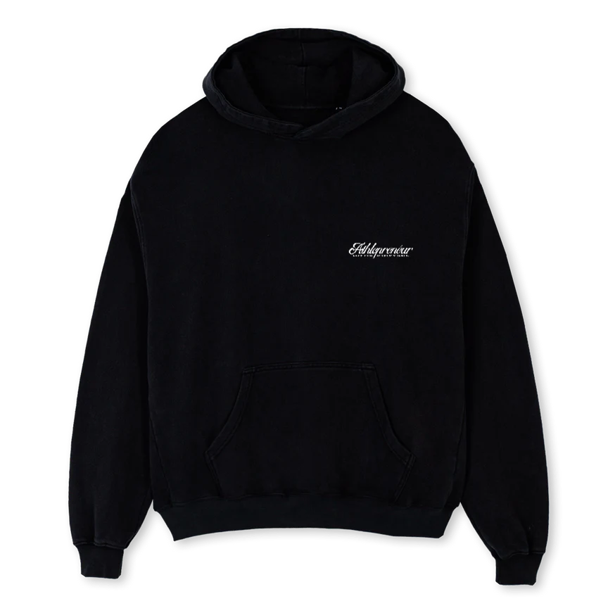 MUSTAVALKO Black Oversized Hoodie.