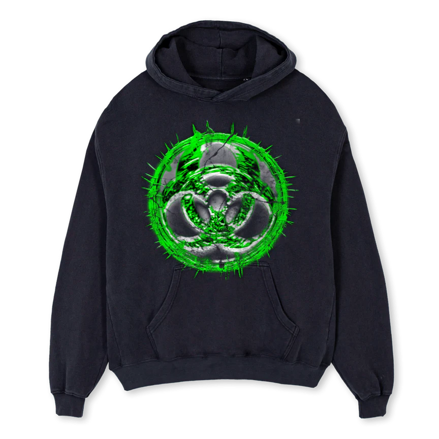 MXABIOMETALBACKBLK Vintage Black Oversized Hoodie.