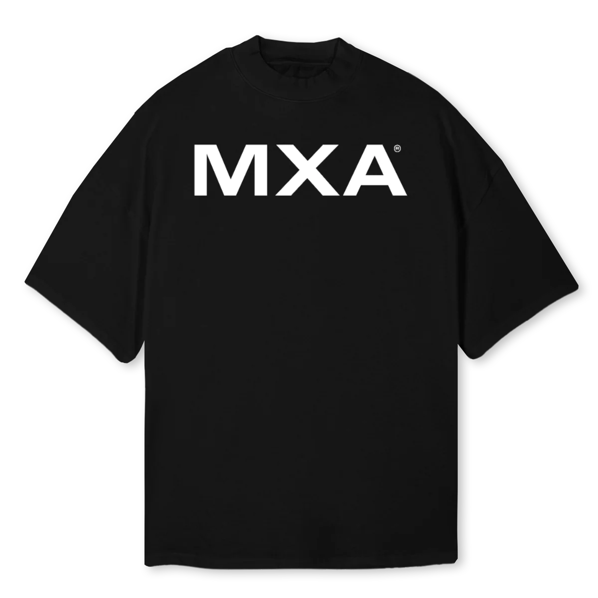 MXAPLAINJANE Black Oversized Mock Neck Tee.