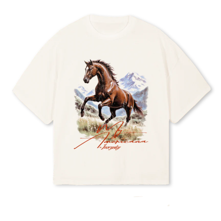MY AMERICANA Vintage White Oversized Boxy Tee.
