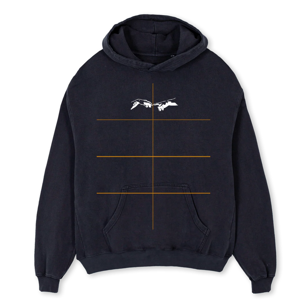MYTHOSMODA Vintage Black Oversized Hoodie.