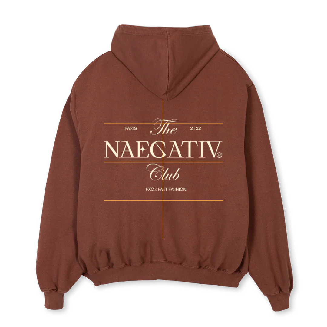 NAEGATIV CLUB HOODIE Vintage Brown Oversized Hoodie.