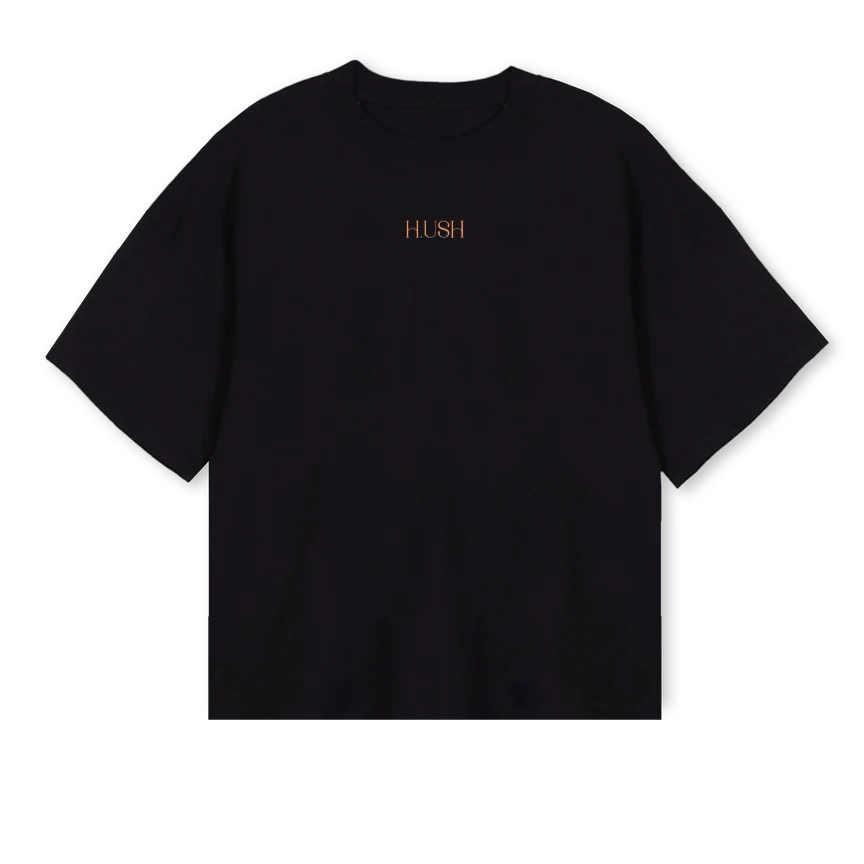HUSH IBIZ_B Black Oversized Boxy Tee