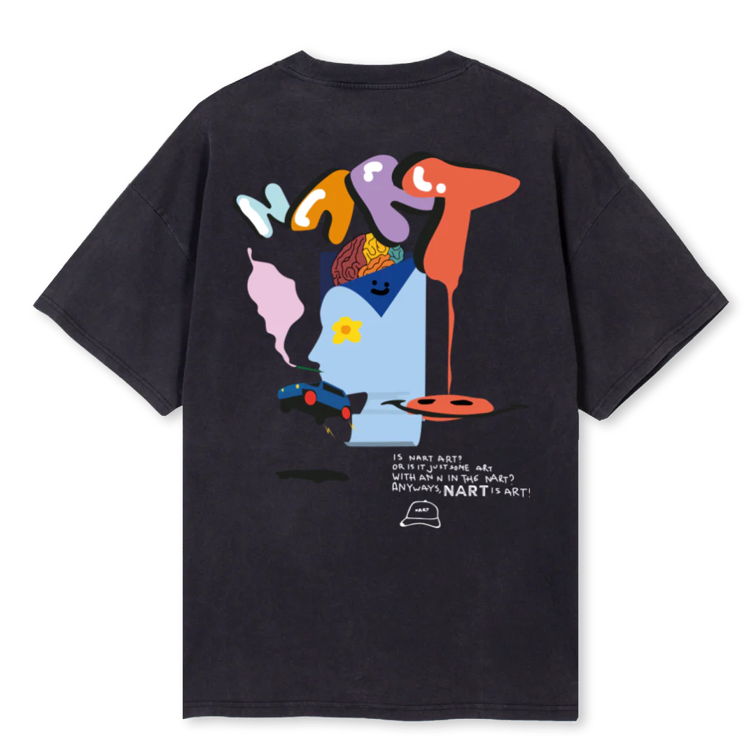 NARTFIRSTTSHIRT Vintage Black Oversized Tee. - Image 2