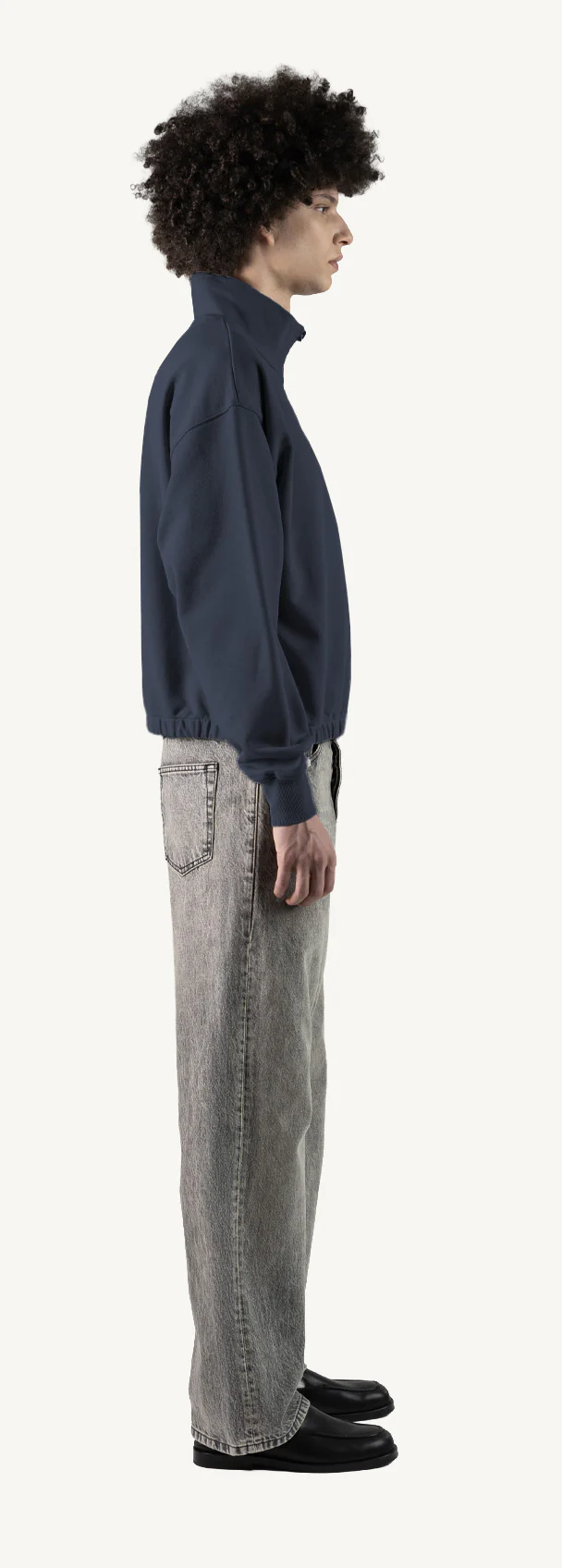 Navy Blue Oversized Boxy 1/4-Zip Sweater. - Image 4