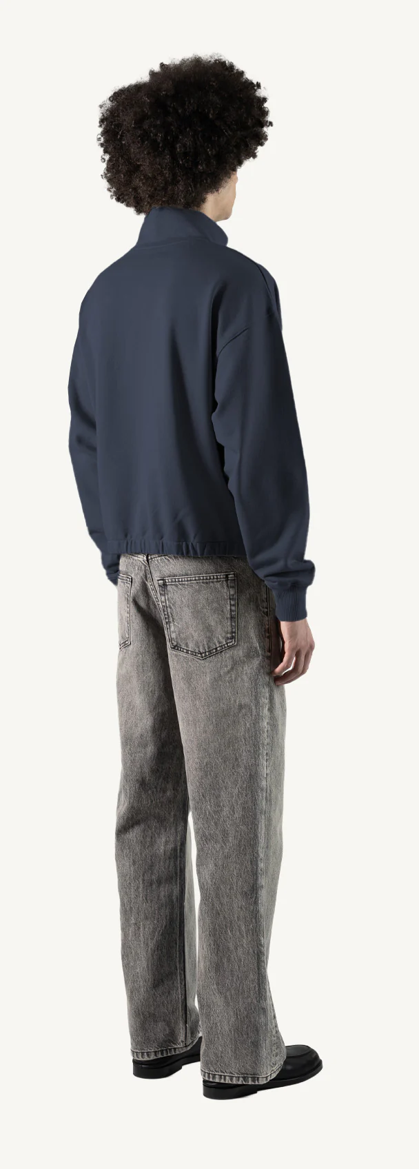 Navy Blue Oversized Boxy 1/4-Zip Sweater. - Image 5