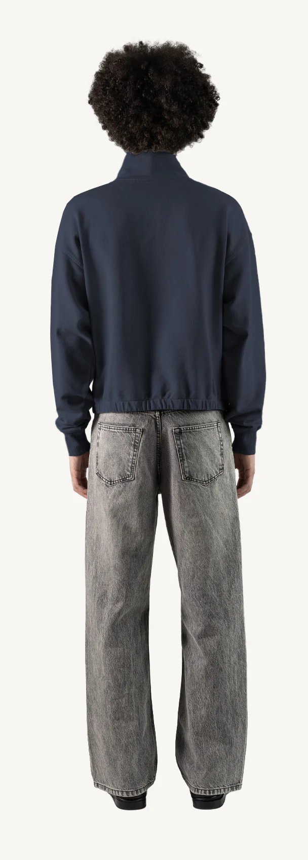 Navy Blue Oversized Boxy 1/4-Zip Sweater. - Image 6