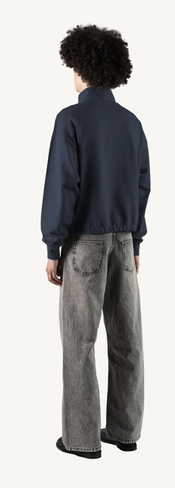 Navy Blue Oversized Boxy 1/4-Zip Sweater. - Image 7