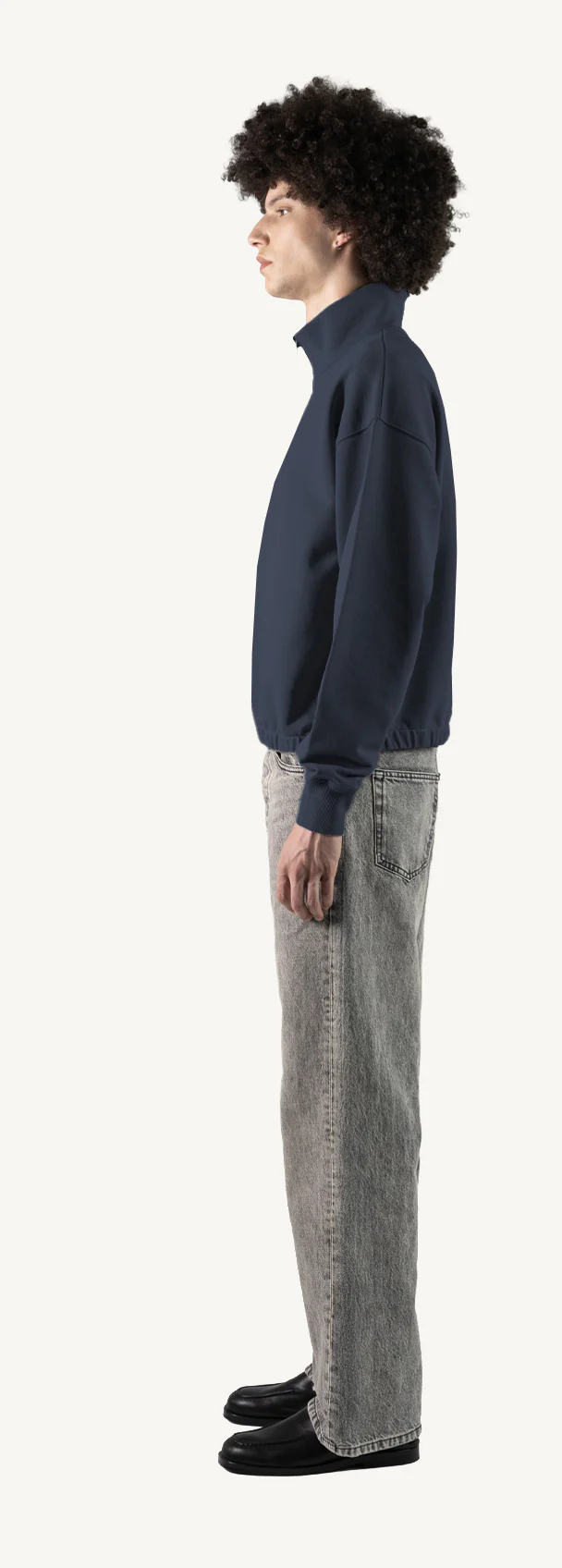 Navy Blue Oversized Boxy 1/4-Zip Sweater. - Image 8