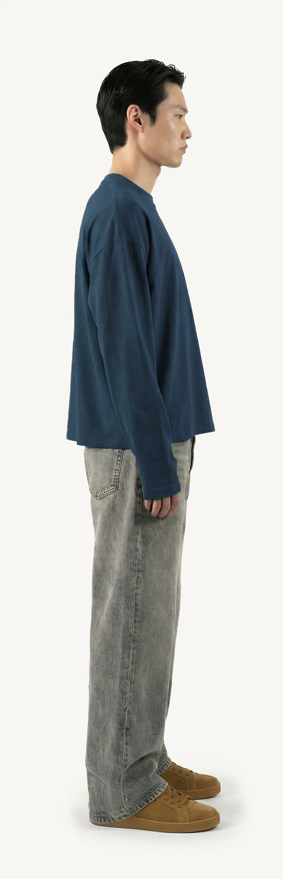 Navy Blue Oversized Boxy LS Tee. - Image 4