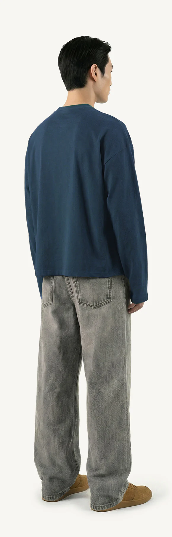 Navy Blue Oversized Boxy LS Tee. - Image 5